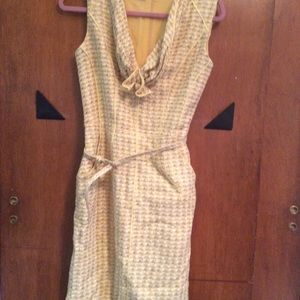 Oscar de la renta yellow tweed dress